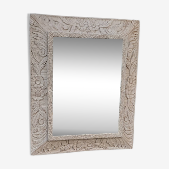 Large beveled mirror 1900 patinated in gray