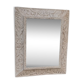 Grand miroir biseauté 1900 patiné en gris