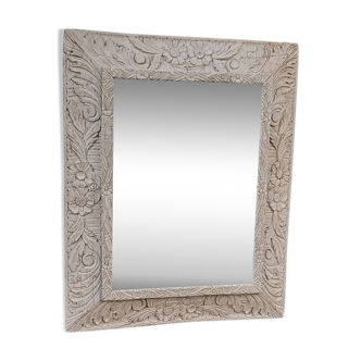 Large beveled mirror 1900 patinated in gray