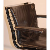 Office chair in chrome steel and leather edition Apelbaum 1970