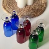 6 glasses on colored stems