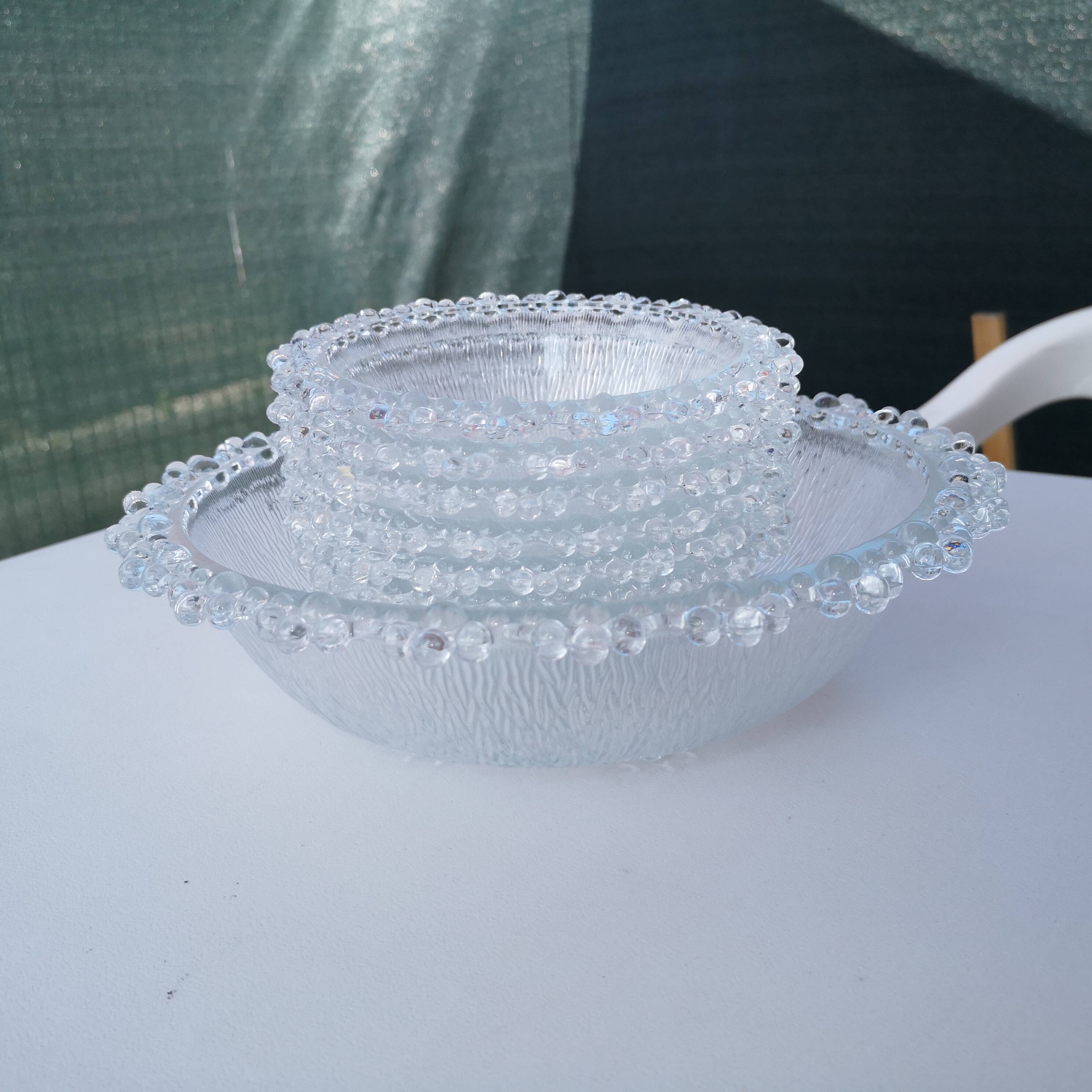 Service salad bowl textured glass masserini barocco italy vintage 1960