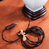 Light blue glazed ceramic lamp, Manises