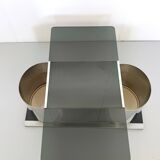 Table Basse / Dry Bar Rectangulaire en Verre Fumé dans le goût de François Monnet
