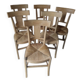 Set of 6 rustic straw chairs