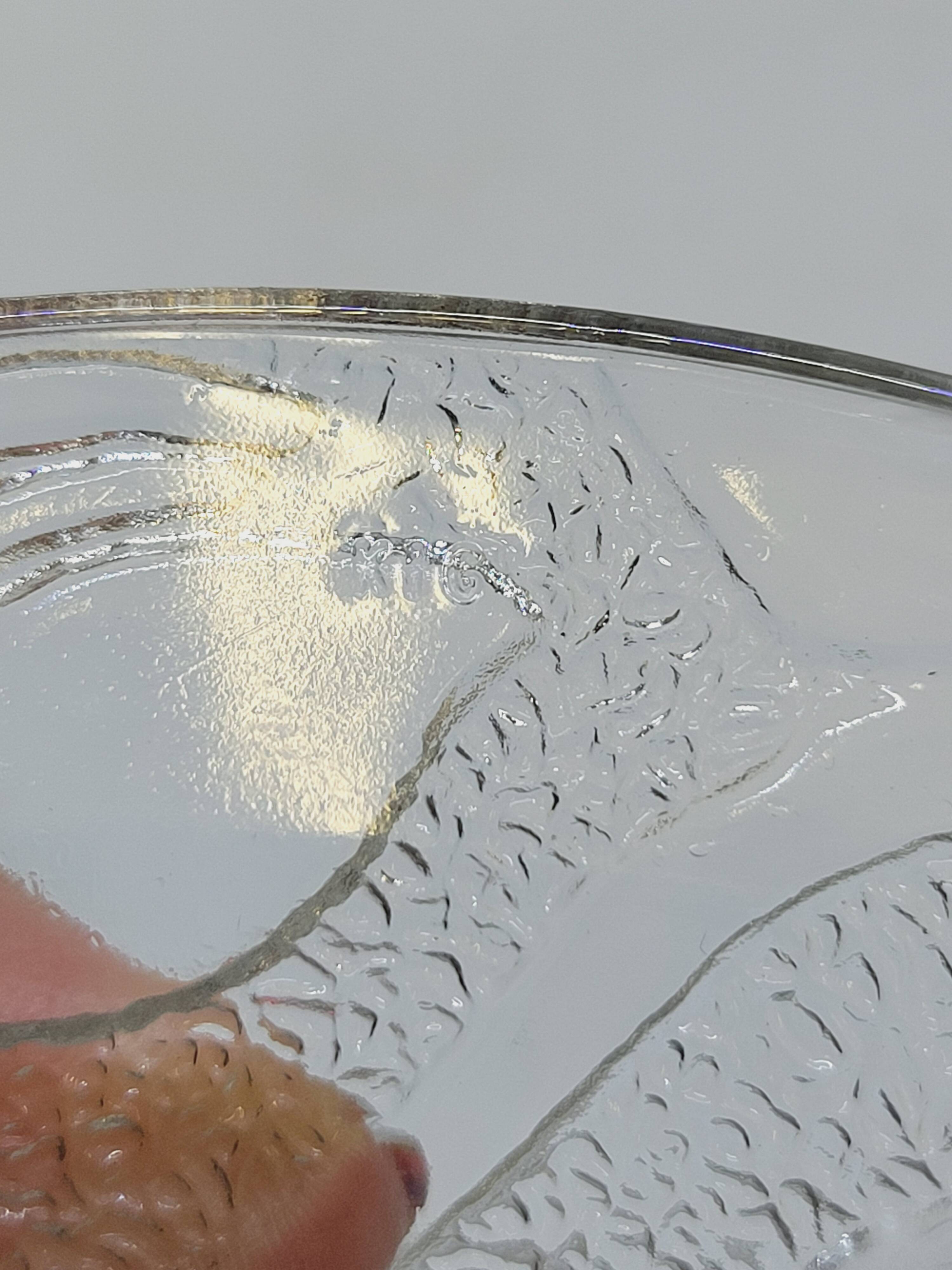 5 Small Transparent Frosted Glass Plates Vintage Floral Decor Kig Indo