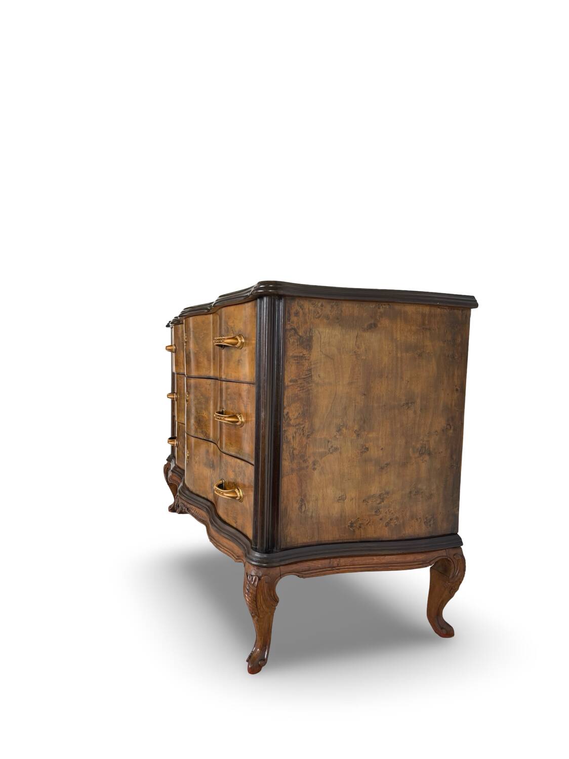 Commode italienne Art déco en loupe de noyer, années 1940-50