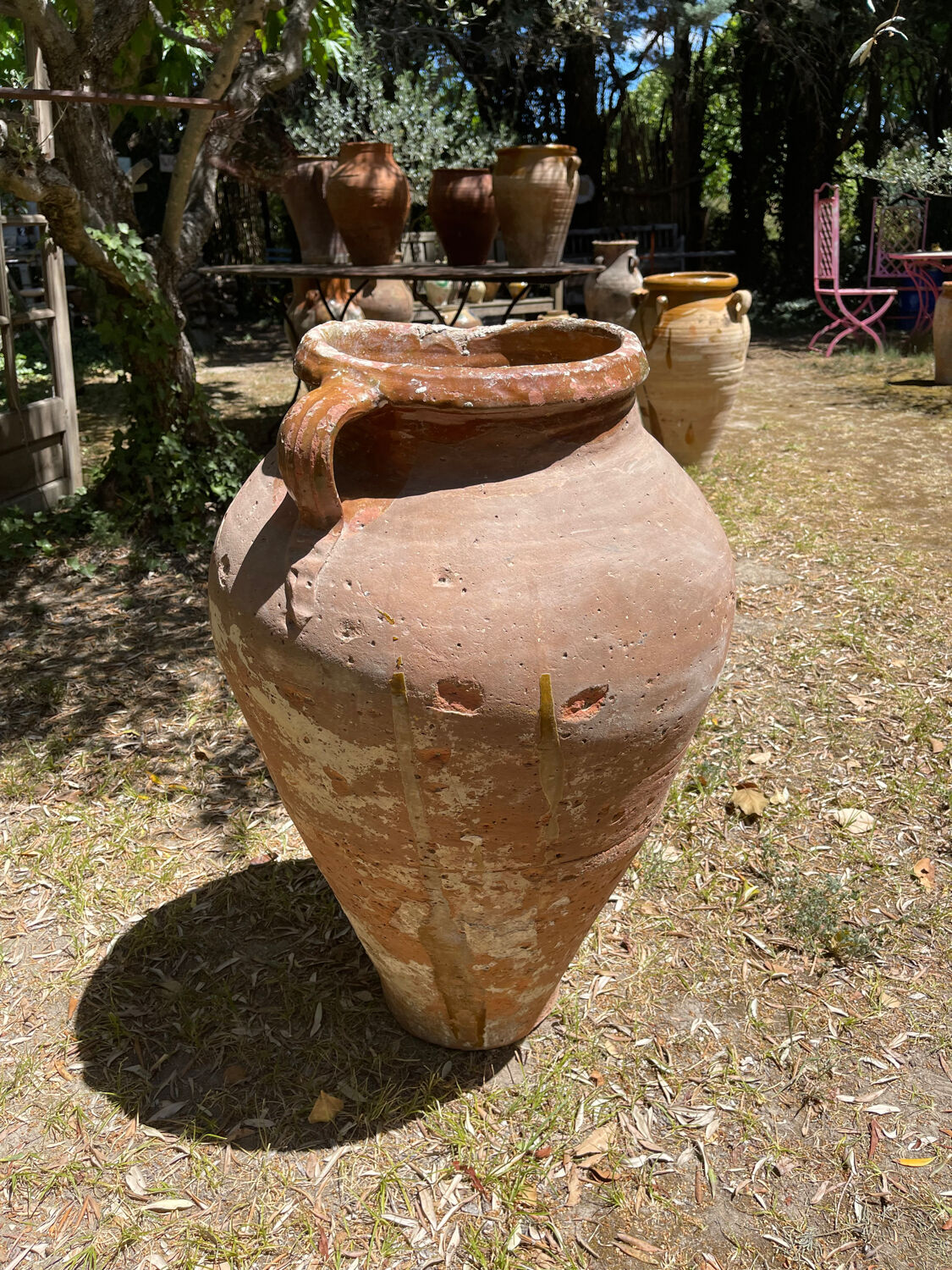 Ancient terracotta pottery jar