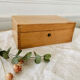 Small wooden storage chest box with keyless lid