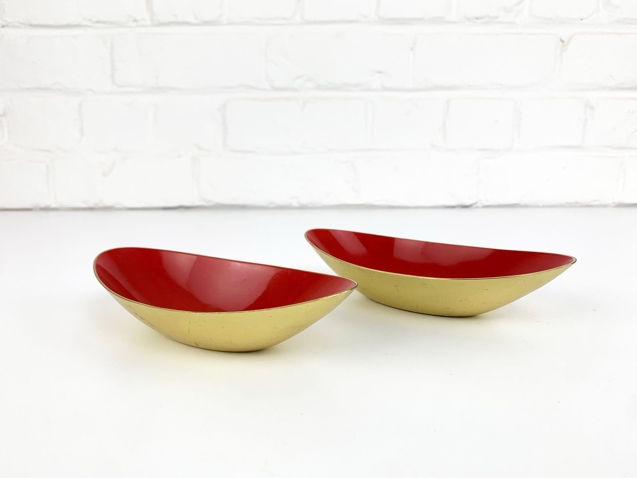 Pair of Scandinavian brass cups or bowls Ystad Metall, design Gunnar Ander, Sweden