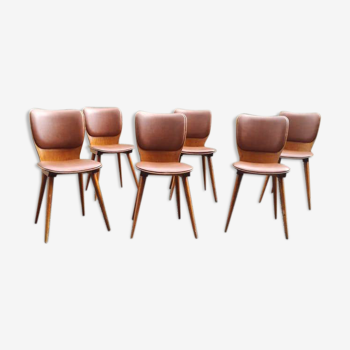 Suite de 6 chaises bistrot Baumann design Max Bill