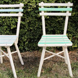Set of 3 slatted wooden garden chairs