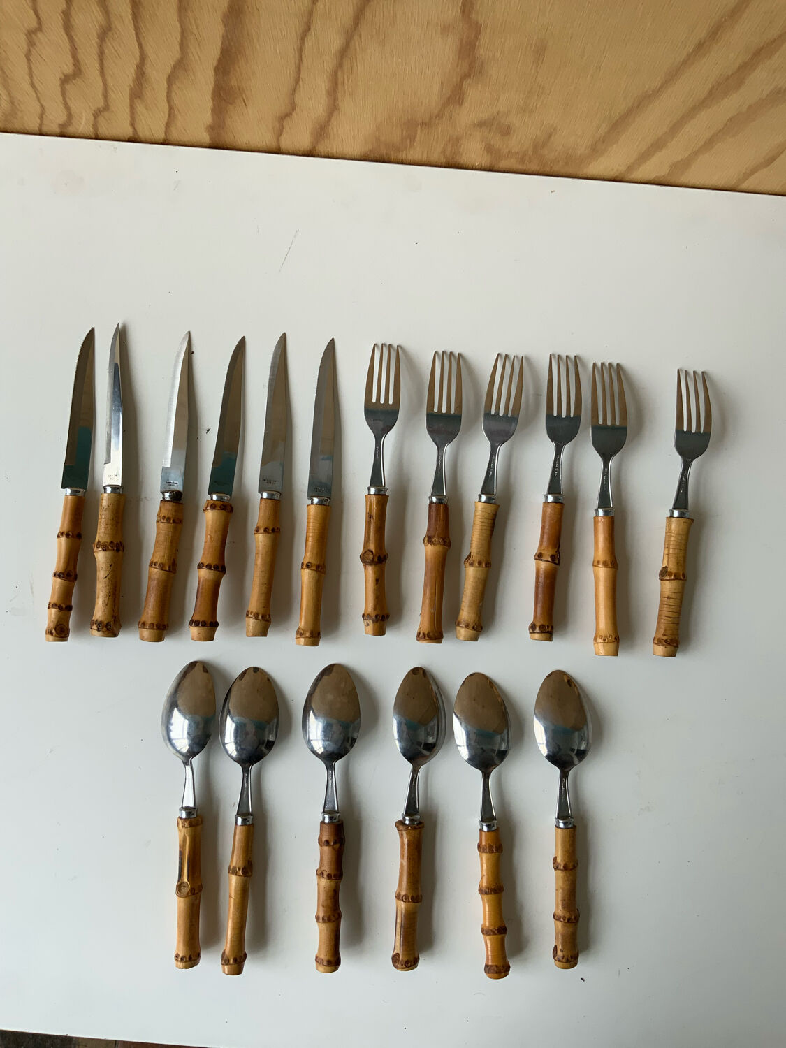 Vintage bamboo cutlery set