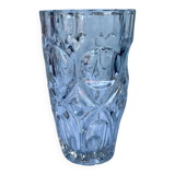 Molded glass vase with sculpted decoration