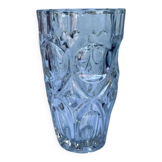 Molded glass vase with sculpted decoration