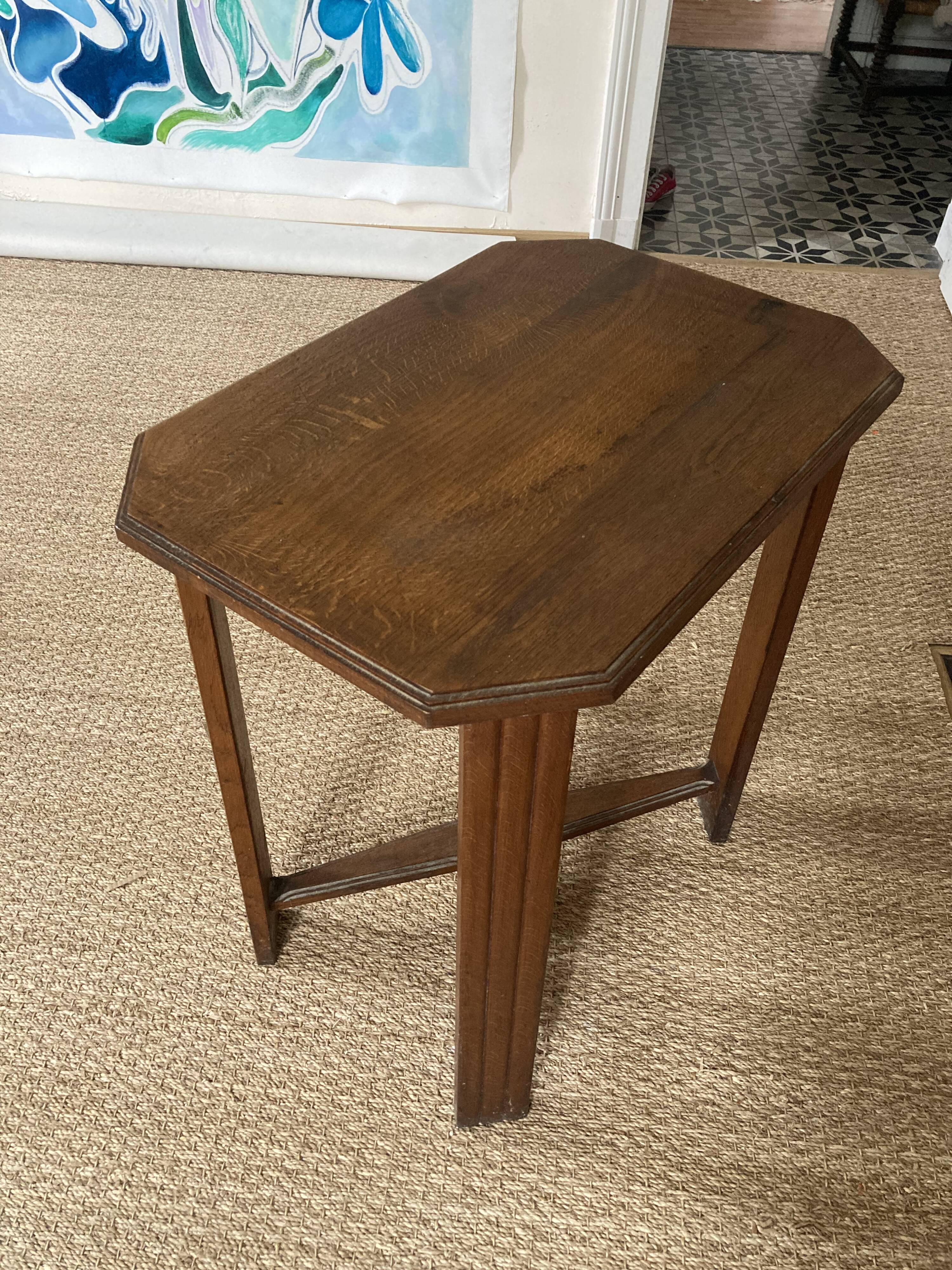 Art Deco wooden side table / end of vintage sofa or pedestal table