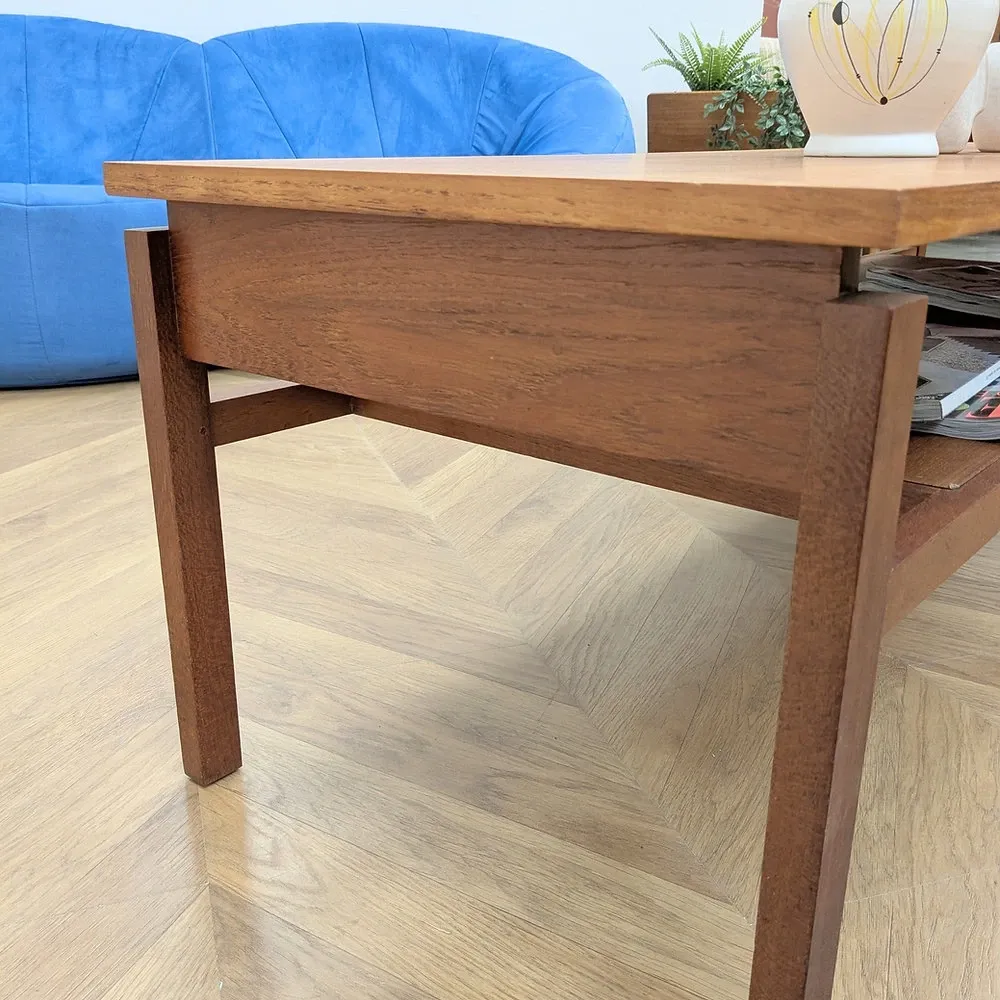Table basse scandinave teck double plateau