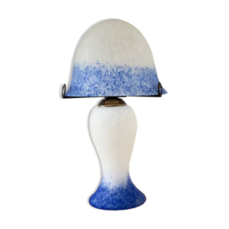 Vintage glass paste mushroom lamp – Blue and white – Double lighting