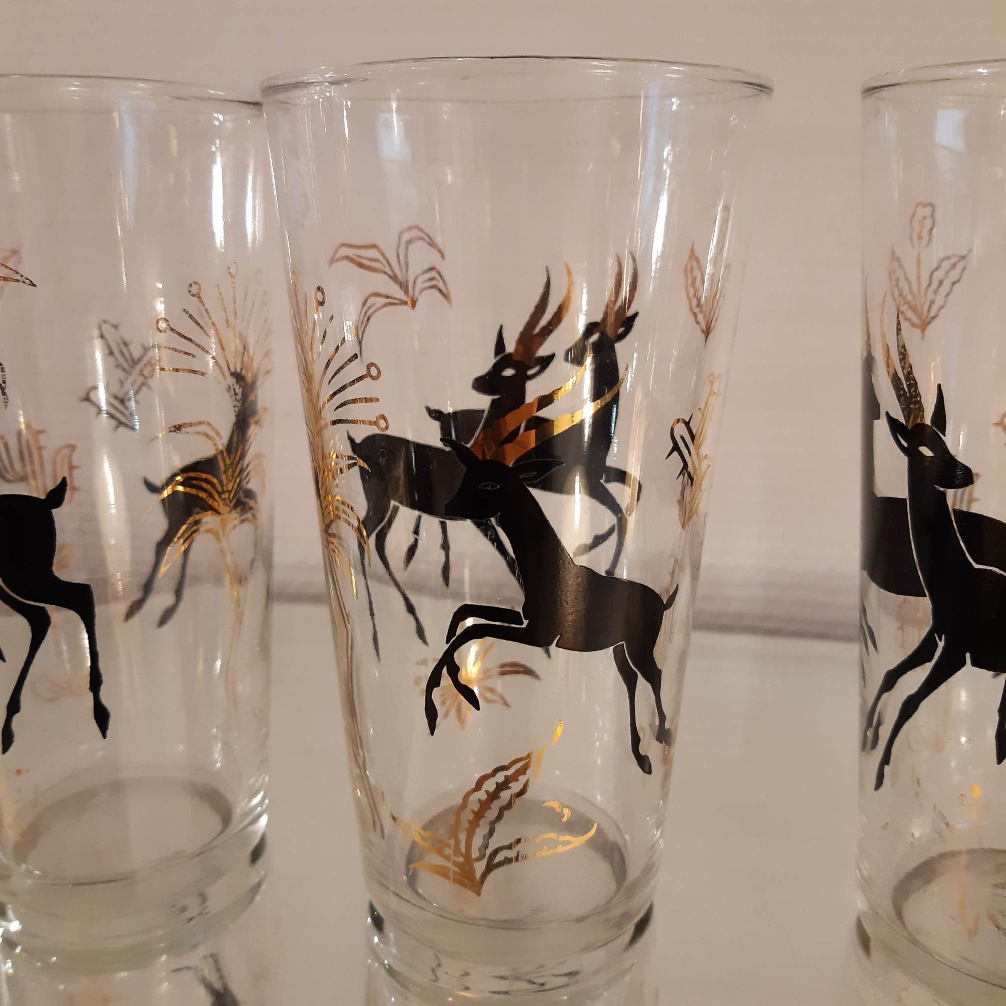 Rare golden black antelope glasses 50s
