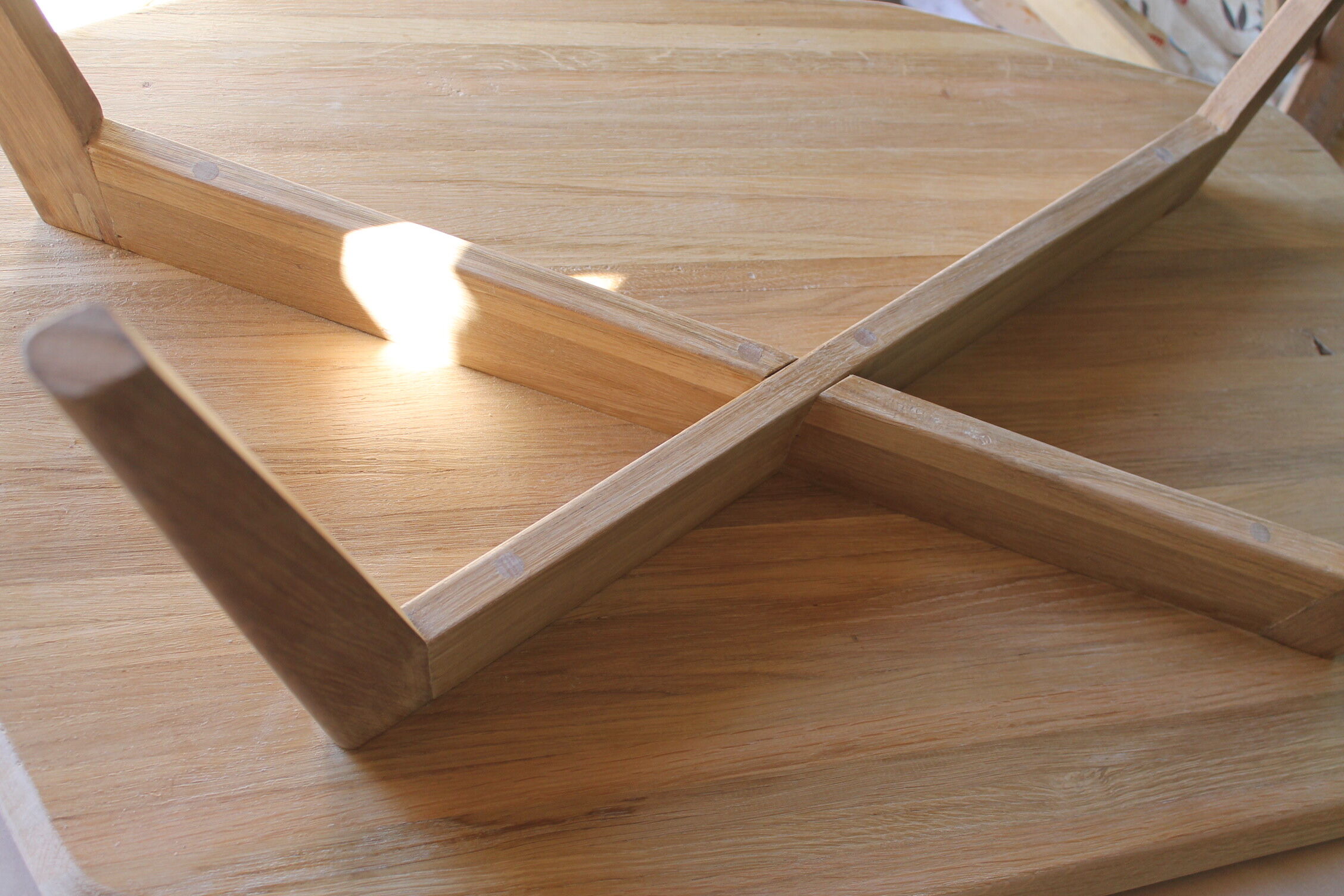 Asymmetrical oak coffee table
