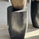 Stool, side table, end table in solid mango wood, cylindrical.