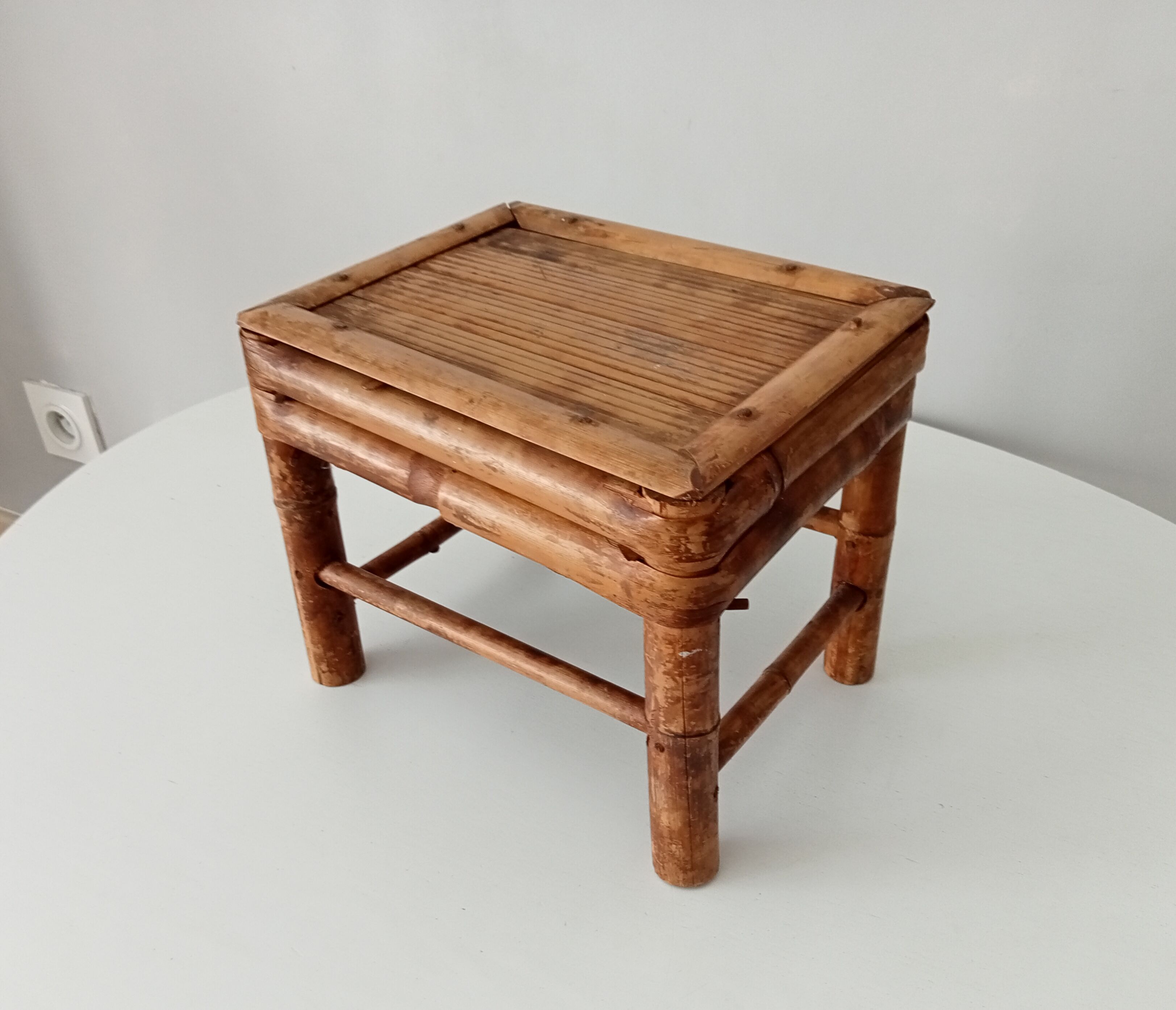 Antique burnt bamboo stool