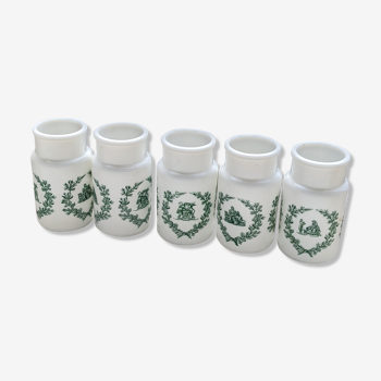 Set of 5 pots of opal apothecary Italy without lids