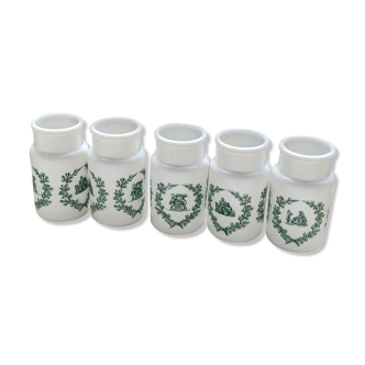 Set of 5 pots of opal apothecary Italy without lids