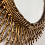Vintage gold rattan sun mirror
