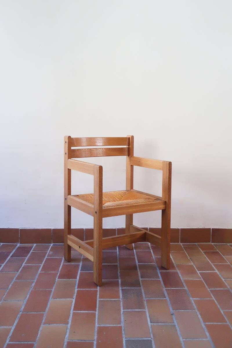 Vintage straw armchair