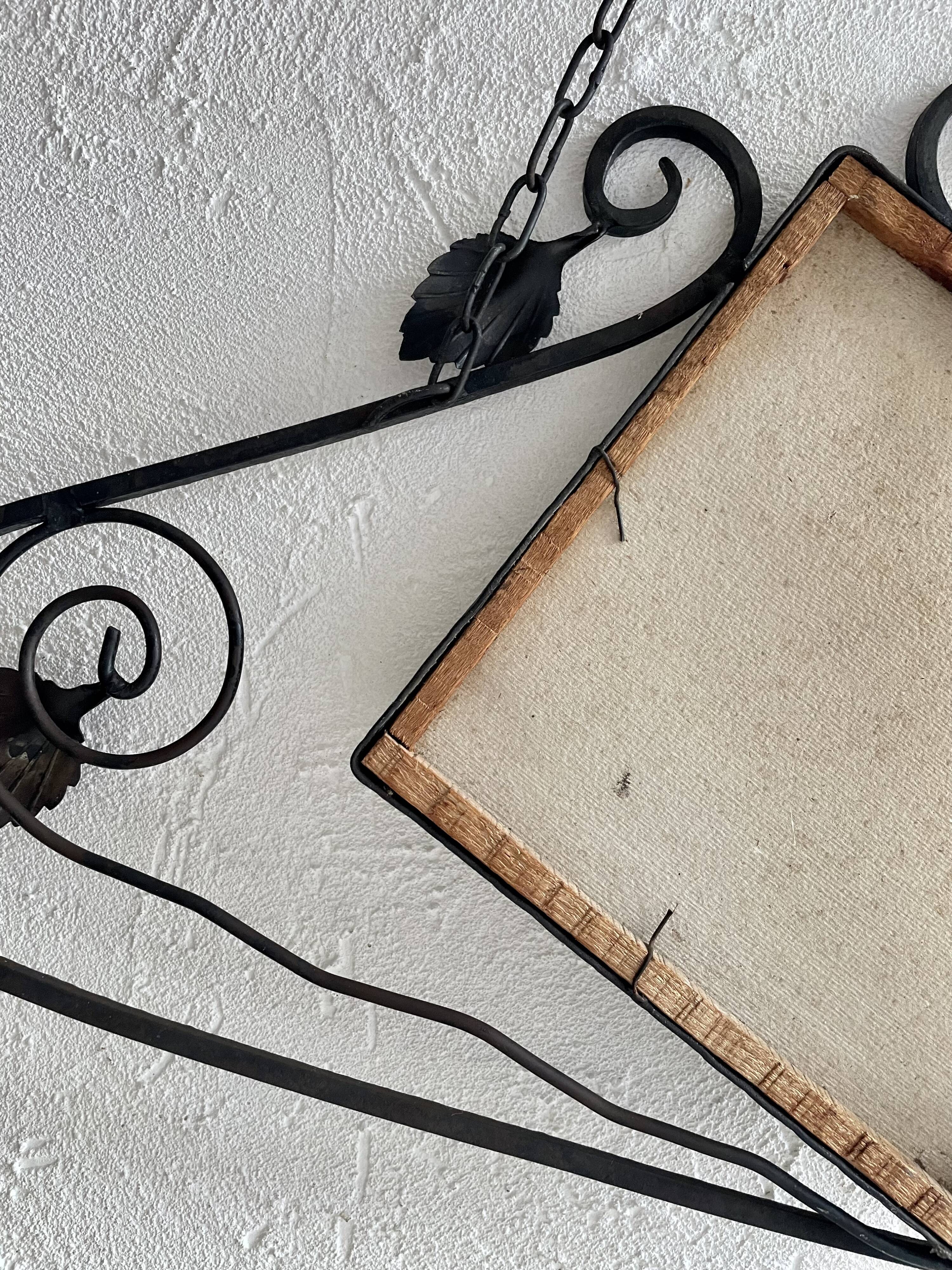 French Art Deco wrought iron mirror, 1930s