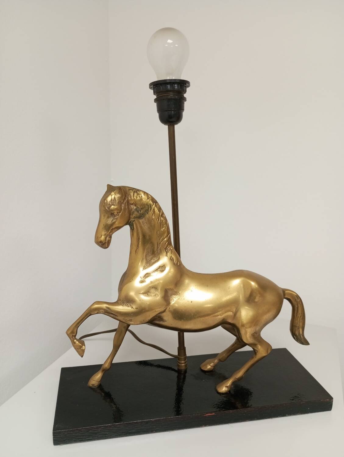 Table lamp Horse in gilded brass