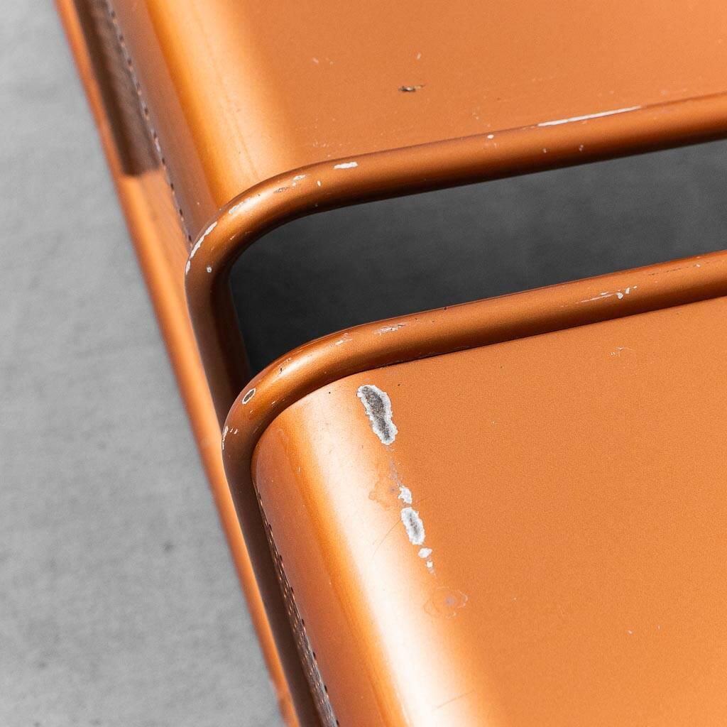 Set da 4 sedute modulari in metallo traforato anni ’80 vintage modernariato