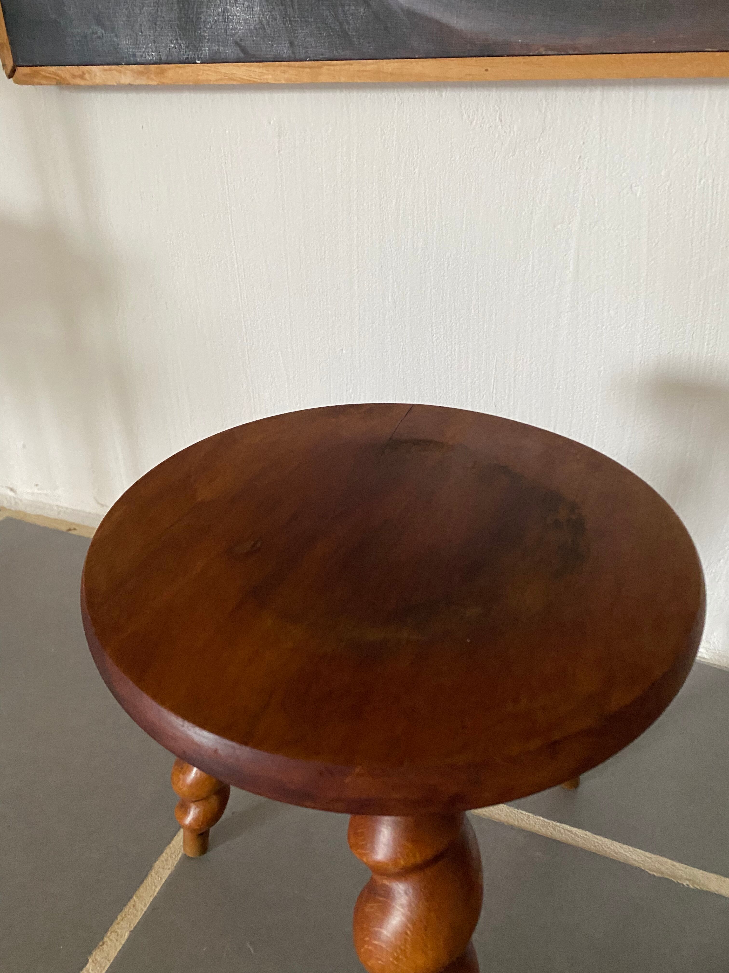 Duo of vintage stools wood turned