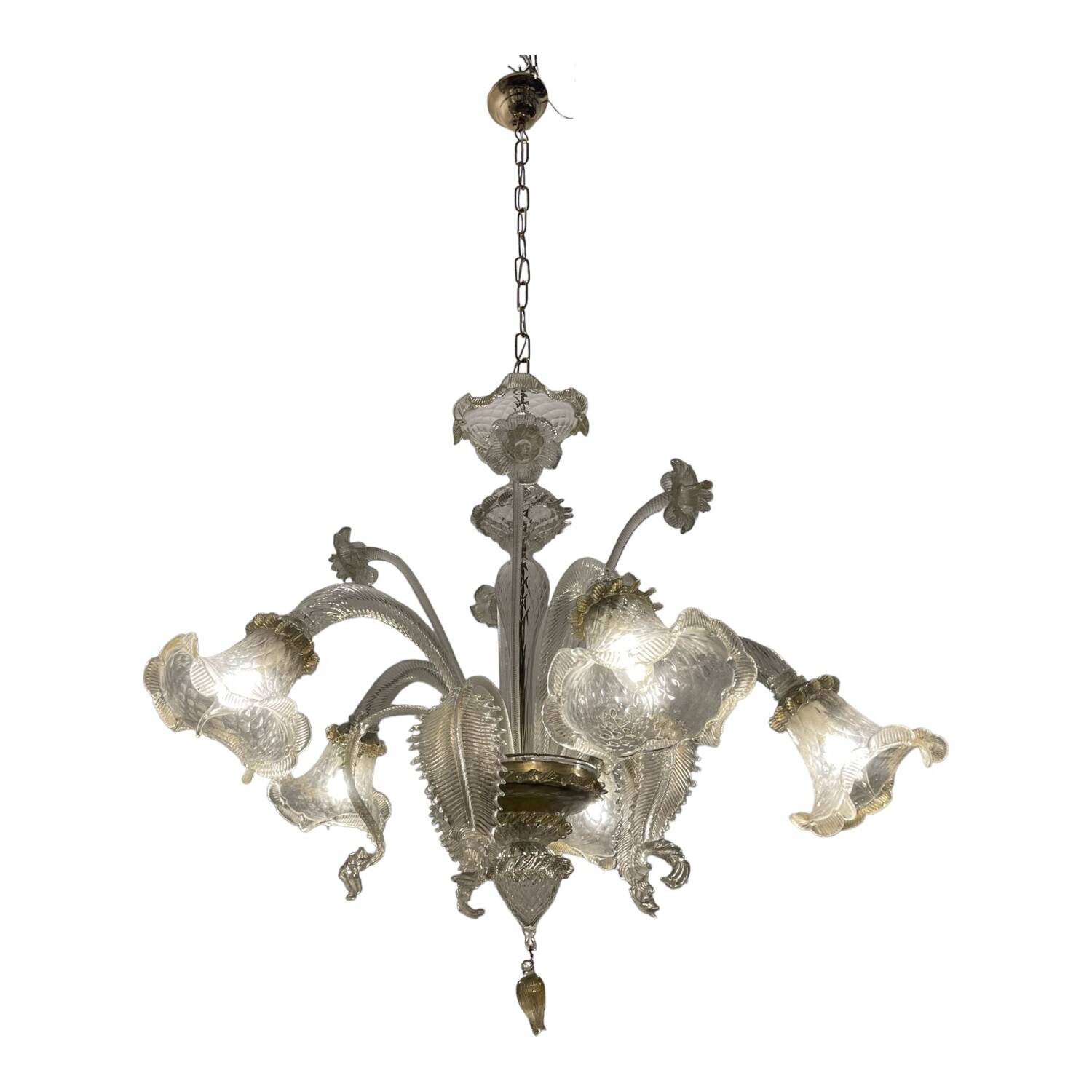 Venetian Murano Glass Chandelier 5 Lights