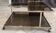 Brass coffee table with smoked glass.