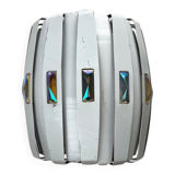 Metal pendant lamp and prism model in white mid-century by Werner Schou for Coronell Elektro, Denmark, 1960s.