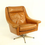 Matador swivel leather chair with ottoman by Aage Christiansen for Erhardsen & Andersen, 1960s