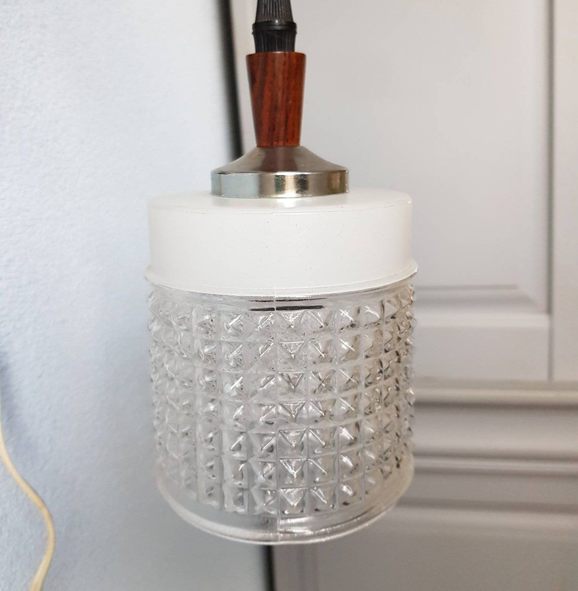 Wall lamp in wood and chrome glass 70s