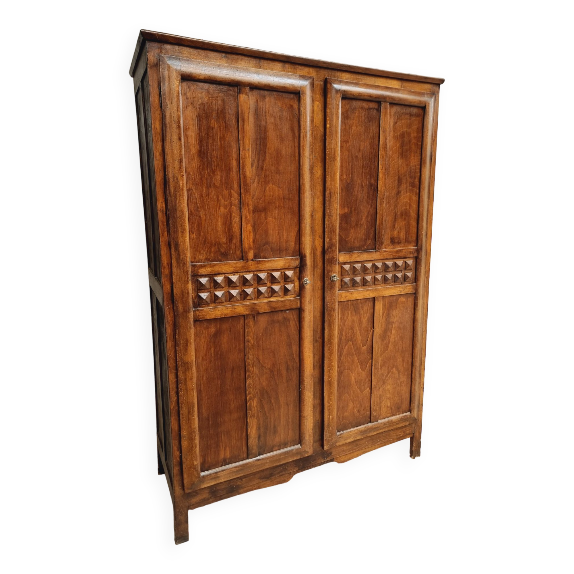 Old wardrobe linen cabinet beech wood