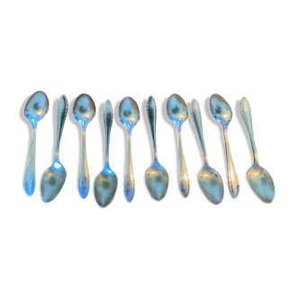 Set of 10 small silver metal spoons 1950