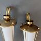 Pair of lantern sconces in gilded brass and opaline 1960.