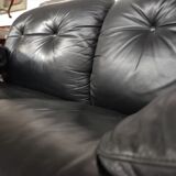 Corner sofa opening in leather and coffee table in marble by pierluigi cerri for frau, 1980s