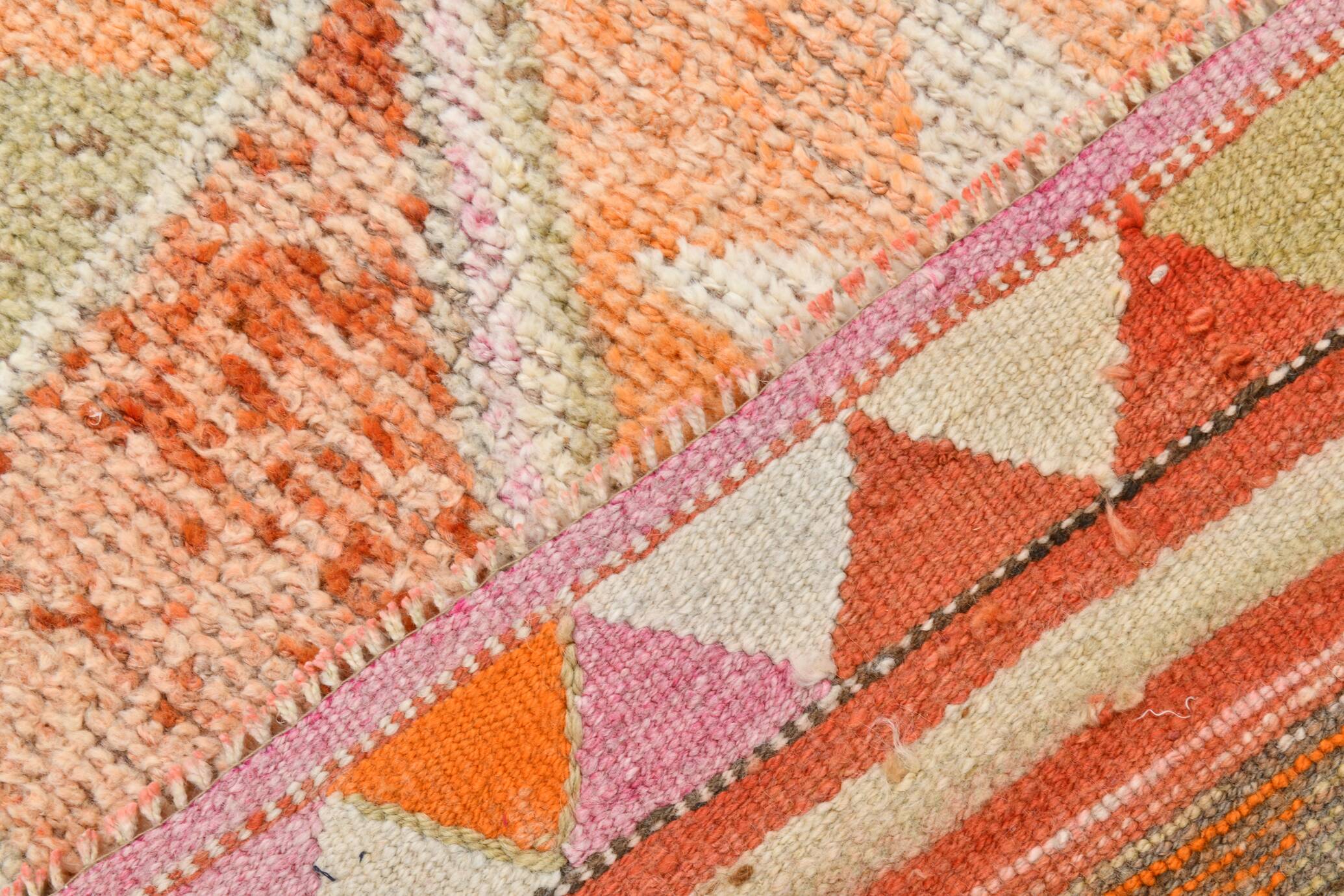 3x10 Orange & Beige Persian Vintage Runner Rug, 94x317Cm SK 22040