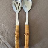Salad servers with bamboo handles