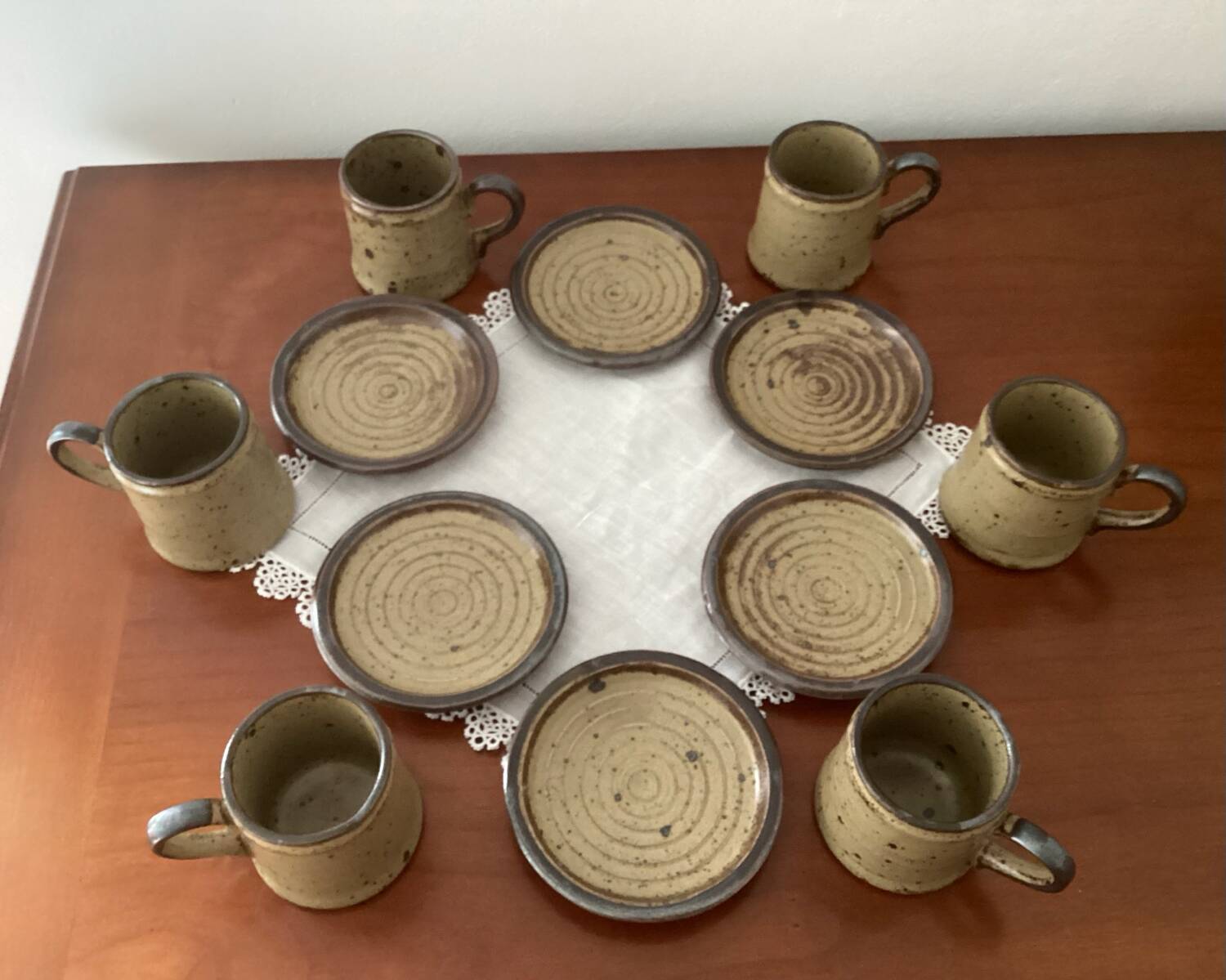 Stoneware Rocaille Cups and Saucers