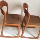 Pair of chairs Baumann sled feet 60s