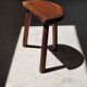 Stool in solid wood tripod seat half-moon