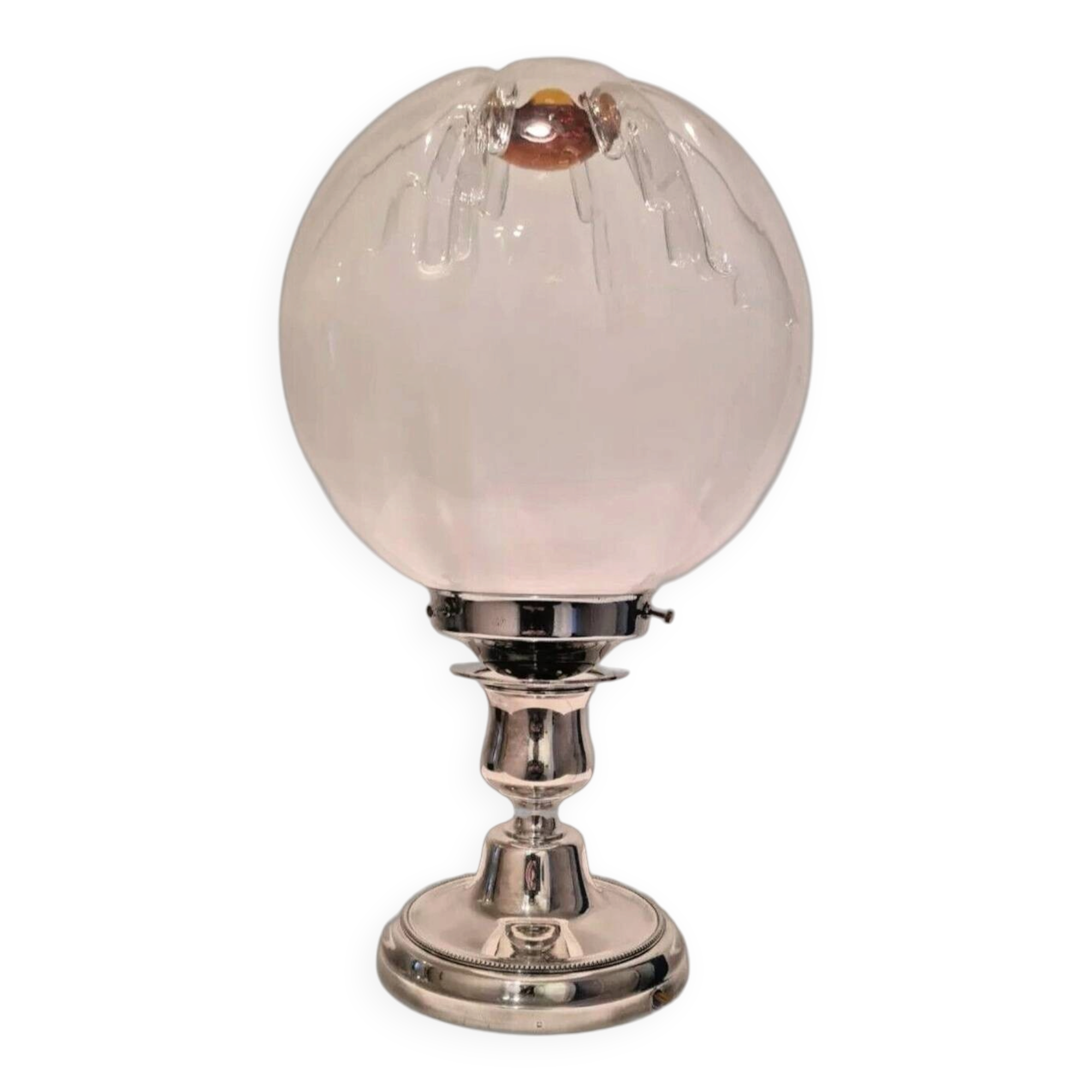 Italian Murano glass lamp, silver metal by Toni Zuccheri for Mazzega.