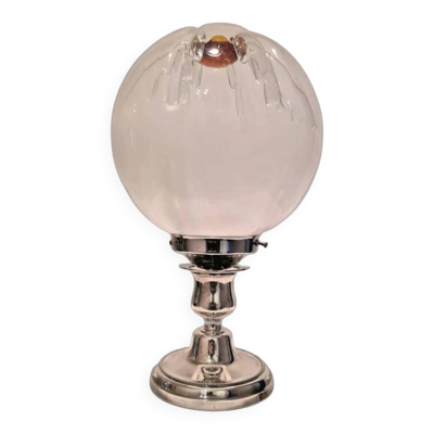 Lampe italienne verre Murano, métal argente par Toni Zuccheri pour Mazzega